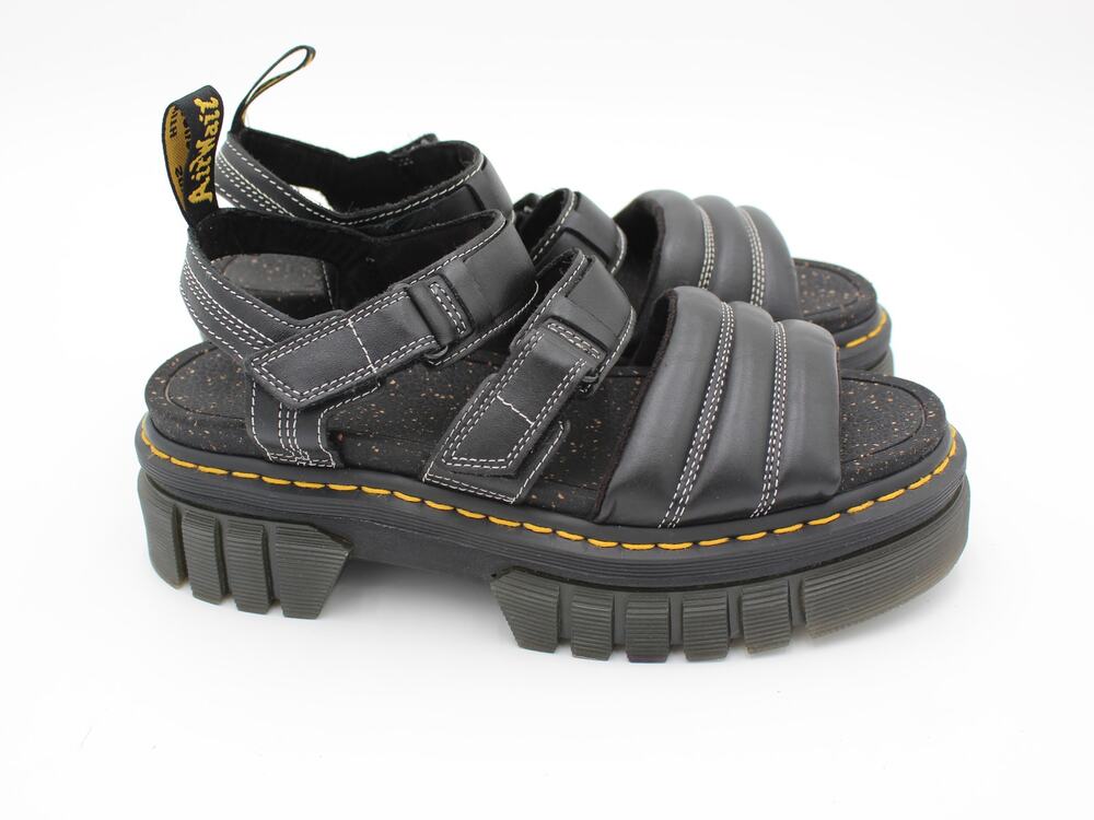 Dr Martens Ricki 2 Strap Sandals Womens 10 Black Leather Platform Chunky Summer